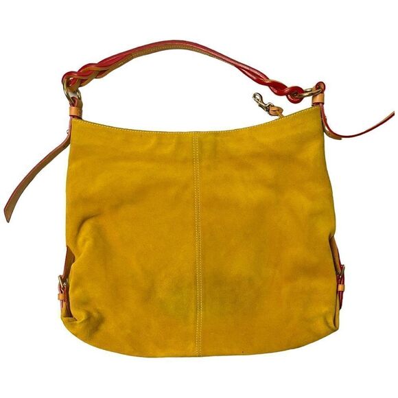Vintage Dooney & Bourke Oversized Golden Suede Hobo Shoulder Bag Pre-Loved Cond - Picture 2 of 8